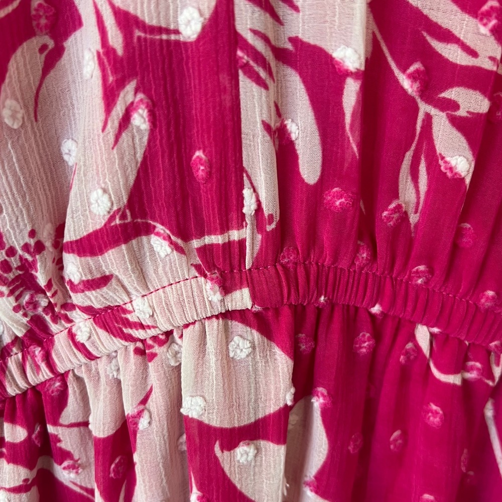 NEW Torrid 2X Mini Clip Dot Voluminous Babydoll Dress Emma Floral Pink Tropical - Picture 7 of 15